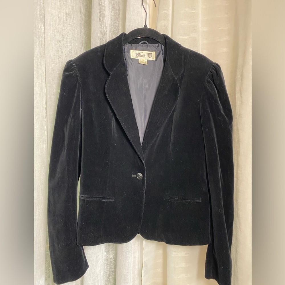 VTG 80s Velvet Open Blazer  Filene’s Black Women’s 12 DARK ACADEMIA Japan